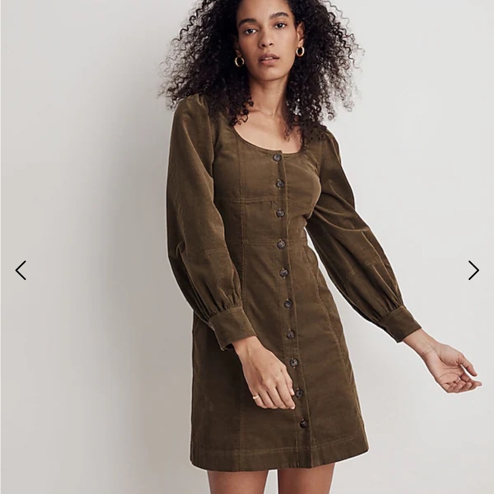 NWT Madewell Corduroy Seamed Long-Sleeve Mini Dress 00